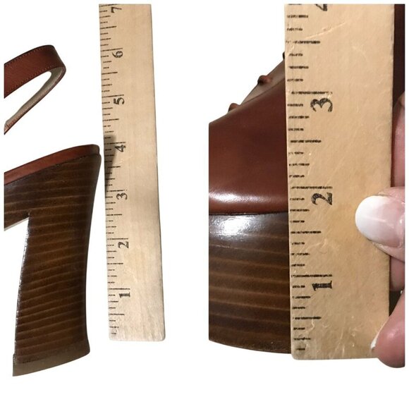 Vintage Michel Perry brown chunky platform lace up sling size 37.5 EU - Picture 9 of 10